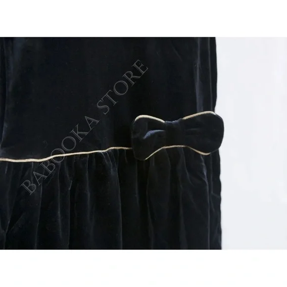 Gap Toddler Girl Black Ruffle Bow Dress, Velour Dress, Party PhotoShoot